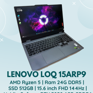 LENOVO LOQ 15ARP9 | AMD RYZEN 5 7235HS | RAM 24G DDR5 | SSD 512GB | 15.6 INCH FHD 144HZ | NVIDIA GEFORCE RTX 3050 6GB GDDR6