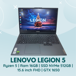LENOVO LEGION 5 | RYZEN 5 - 4600H | RAM 16GB | SSD NVMe 512GB | 15.6 INCH FHD | GTX 1650 | PHÍM LED