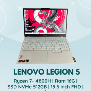 LENOVO LEGION 5 | RYZEN 7 - 4800H | RAM 16G | SSD NVMe 512GB | 15.6 INCH FHD | GTX 1650 | LED PHÍM