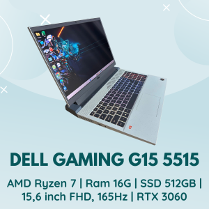 DELL GAMING G15 5515 | AMD RYZEN 7 - 5800H | RAM 16G | SSD NVMe 512GB | 15,6 INCH FHD, 165HZ | RTX 3060
