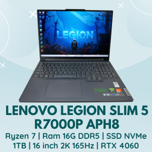 LENOVO LEGION SLIM 5 R7000P APH8 | RYZEN 7 - 7840H | RAM 16G DDR5 | SSD NVMe 1TB | 16 INCH 2K 165HZ 100% sRGB | NVIDIA GEFORCE RTX 4060