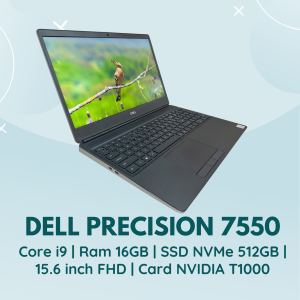 DELL PRECISION 7550 | CORE I9 - 10885H | RAM 16GB | SSD NVMe 512GB | 15.6 INCH FHD | CARD NVIDIA T1000