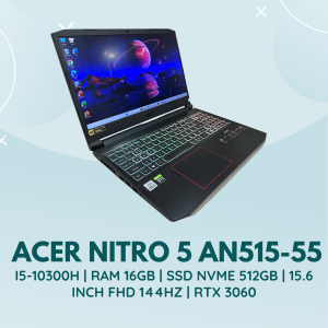 ACER NITRO 5 AN515-55 | INTEL CORE I5-10300H | RAM 16GB | SSD NVME 512GB | 15.6 INCH FHD 144HZ | RTX 3060
