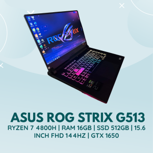 ASUS ROG STRIX G513 | RYZEN 7 4800H | RAM 16GB | SSD 512GB | 15.6 INCH FHD 144HZ | GTX 1650