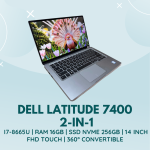 DELL LATITUDE 7400 2-IN-1 | INTEL CORE I7-8665U | RAM 16GB | SSD NVME 256GB | 14 INCH FHD TOUCH | 360° CONVERTIBLE
