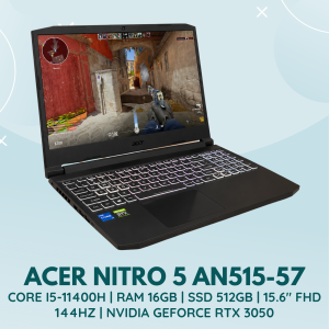 ACER NITRO 5 AN515-57 | INTEL CORE I5-11400H | RAM 16GB | SSD 512GB | 15.6 INCH FHD 144HZ | NVIDIA GEFORCE RTX 3050