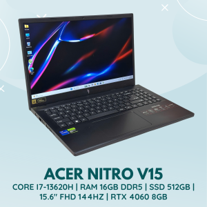ACER NITRO V15 | INTEL CORE I7-13620H | RAM 16GB DDR5 | SSD 512GB | 15.6 INCH FHD 144HZ | NVIDIA GEFORCE RTX 4060 8GB