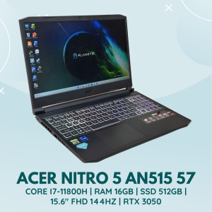 ACER NITRO 5 AN515-57 | INTEL CORE I7-11800H | RAM 16GB | SSD 512GB | 15.6 INCH FHD 144HZ | NVIDIA GEFORCE RTX 3050
