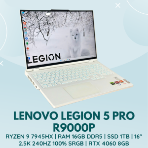LENOVO LEGION 5 PRO R9000P | AMD RYZEN 9 7945HX | RAM 16GB DDR5 | SSD 1TB | 16 INCH 2.5K 240HZ 100% SRGB | NVIDIA GEFORCE RTX 4060 8GB