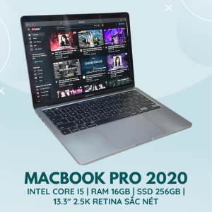 MACBOOK PRO 2020 | INTEL CORE I5 | RAM 16GB | SSD 256GB | 13.3 INCH 2.5K RETINA SẮC NÉT