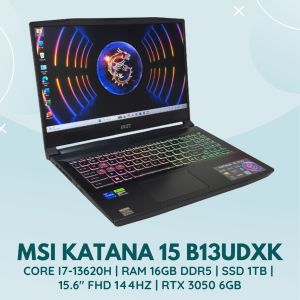MSI KATANA 15 B13UDXK | INTEL CORE I7-13620H | RAM 16GB DDR5 | SSD 1TB | 15.6 INCH FHD 144HZ | NVIDIA GEFORCE RTX 3050 6GB