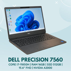 DELL PRECISION 7560 | INTEL CORE I7-11850H | RAM 16GB | SSD 512GB | 15.6 INCH FHD CHUẨN MÀU | NVIDIA A2000