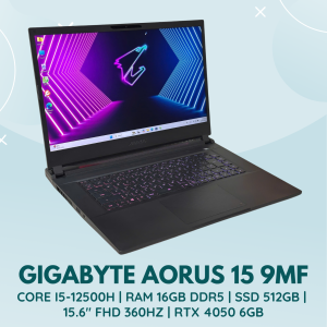 GIGABYTE AORUS 15 9MF | INTEL CORE I5-12500H | RAM 16GB DDR5 | SSD 512GB | 15.6 INCH FHD 360HZ | NVIDIA GEFORCE RTX 4050 6GB